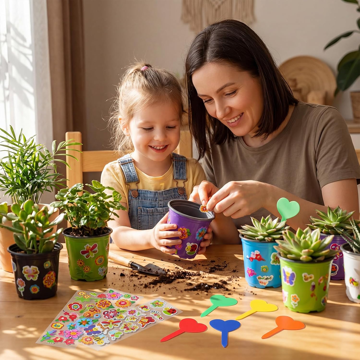 150 Sets Garden Pot Craft Kit Bulk DIY Flower Planting Kit Including Plastic Nursery Pots Labels and Stickers for