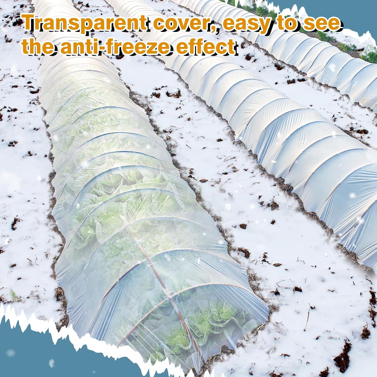 Greenhouse Cover Plastic Sheeting - 10 x 50 ft Plant Covers Freeze Protection, Frost Cloths for Outdoor Plants, Clear