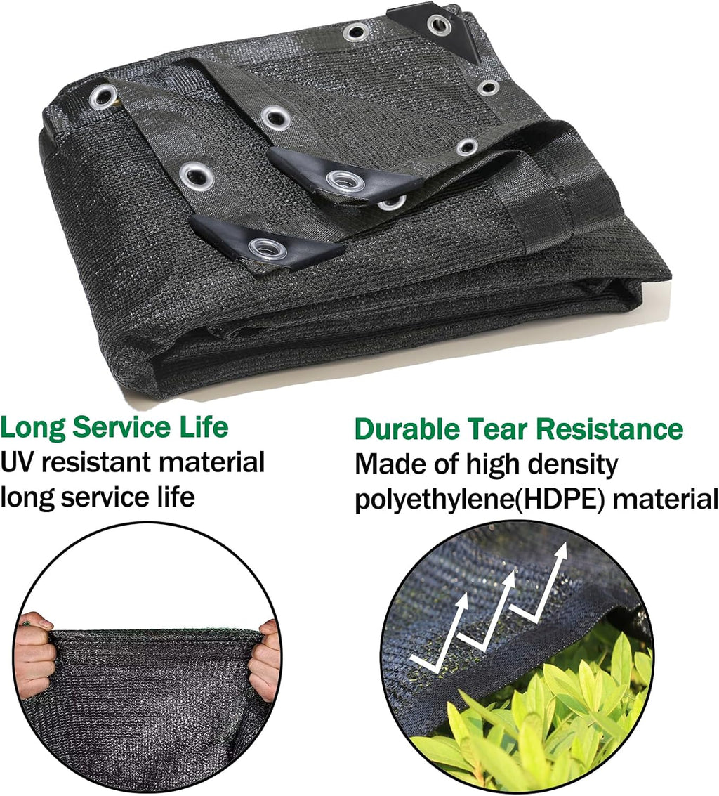 90% Black Shade Cloth 20ft x 40ft Heavy Duty Mesh Tarp with Grommets | Outdoor Sun Shade Canopy for Patio, Garden