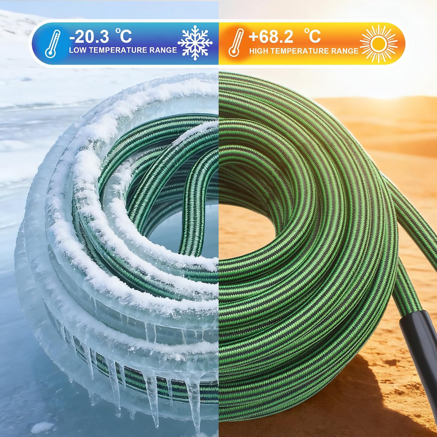 Garden Hose 50 FT-Triple-layer pipe, Water Hose with solid Aluminum Fittings, Ultra-Lightweight and Flexible