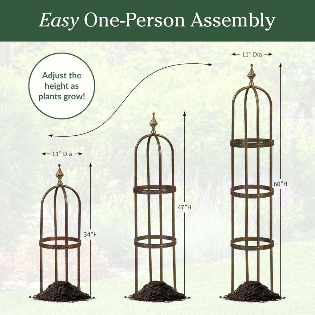 Evergreen 5 ft Garden Trellis for Climbing Plants Vines, Jasmine & Flowers, Rustproof Metal Obelisk Trellises, Outdoor