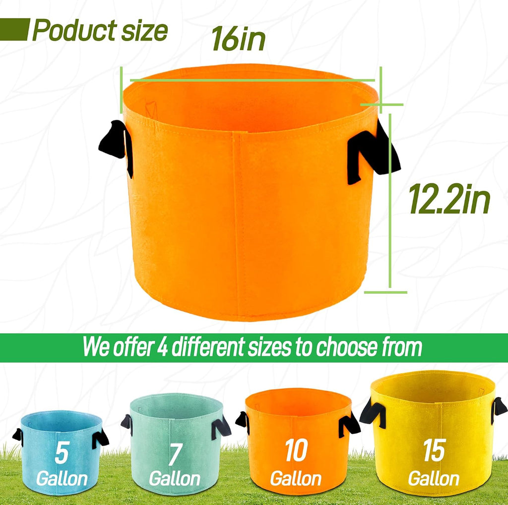 10-Gallon Fabric Grow Bag (7 Pack of Mix Colors) with Handles for Vegetable | Breathable Fabric, Sturdy Handles