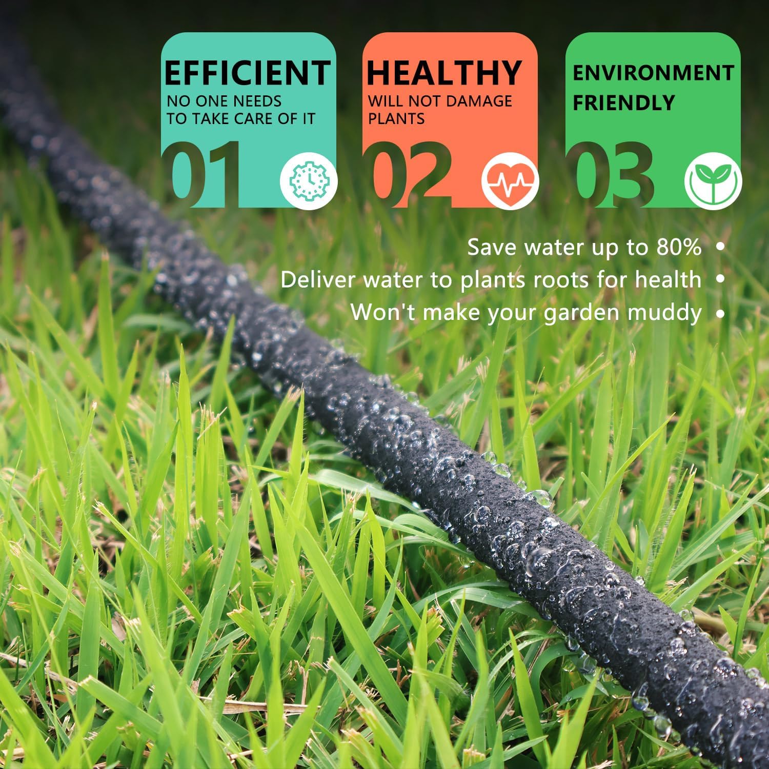 1/2’’ Soaker Hose for Garden 150 Ft, Heavy Duty Watering Hose 150-Foot with Kit, DIY Drip Irrigation Hoses System (150