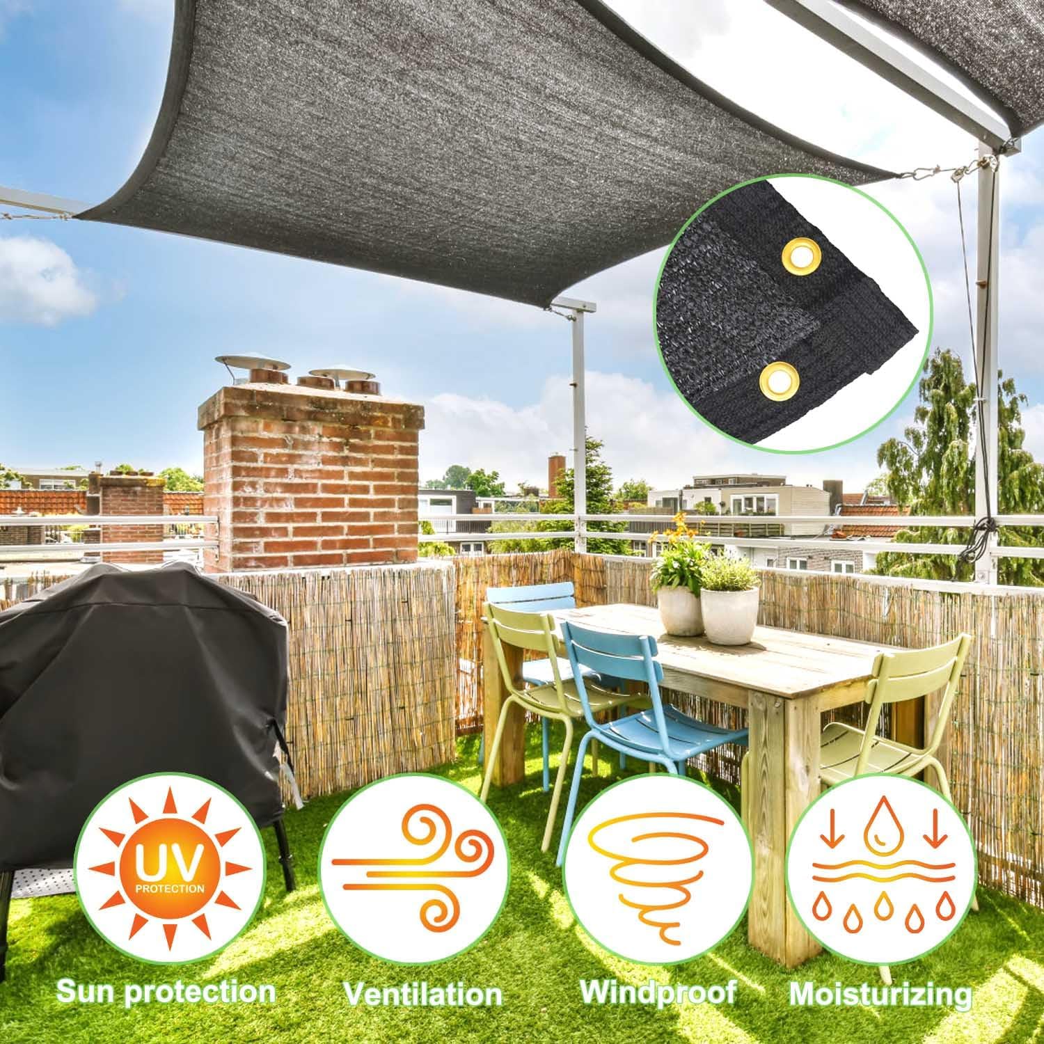 Mklsit 70% Shade Cloth for Garden, 20x20 FT Breathable Sun Shade Mesh Tarp | UV Resistant, Patio Sunshade Net with