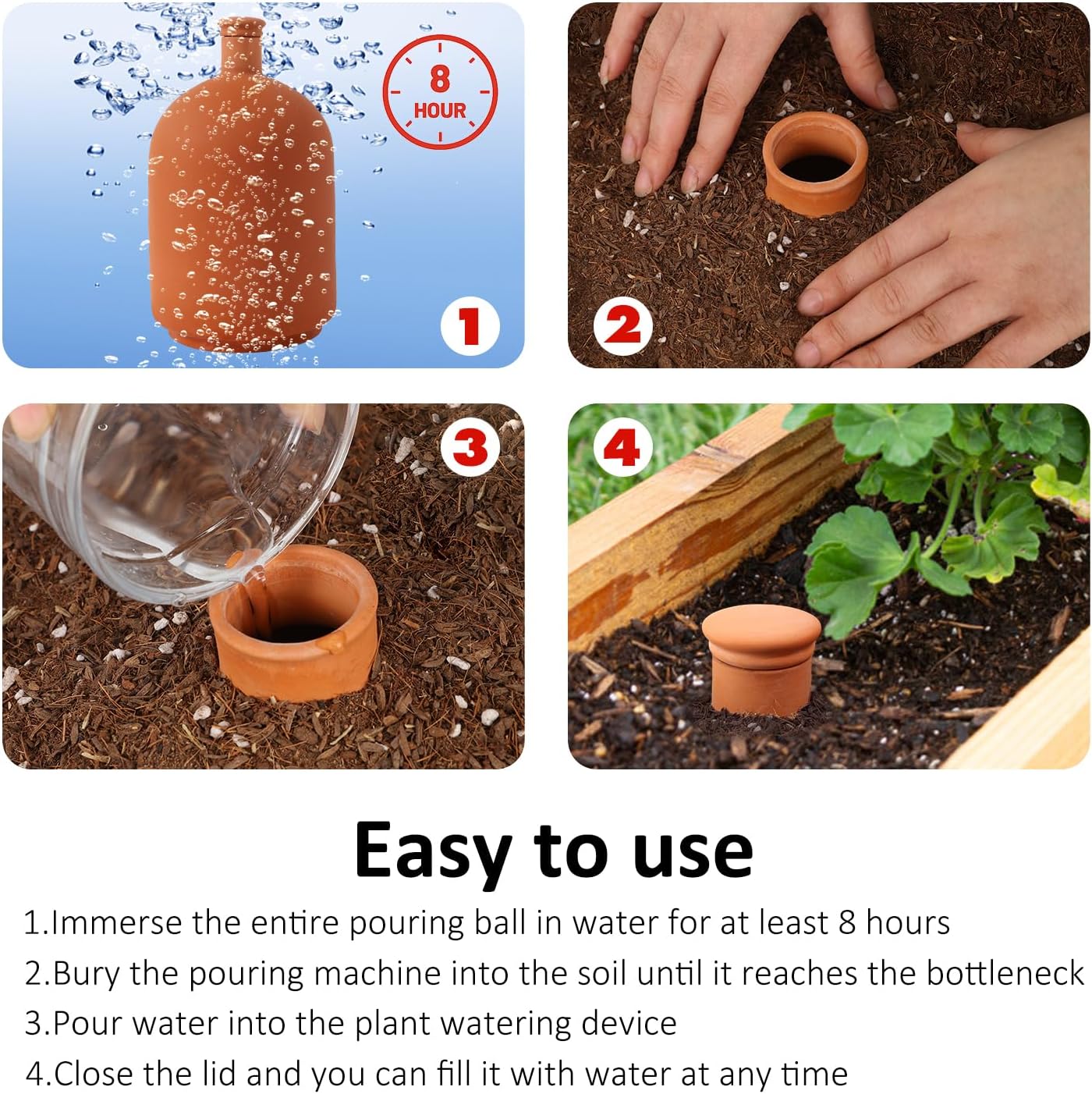 Large 3.3L Terracotta Watering Pots Ollas Self Watering Planter Watering System 10inch-Simple Irrigation Peripheral