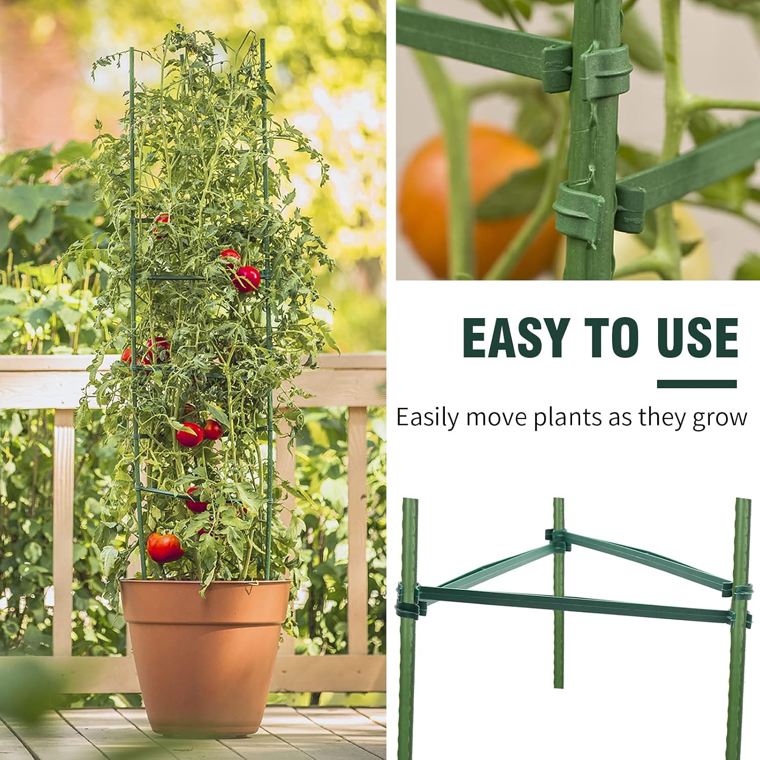 100 PCS Stake Arms for Tomato Cage, 12.8” Expandable Trellis Connectors,Plant Support Garden Stakes, Tomato Stake