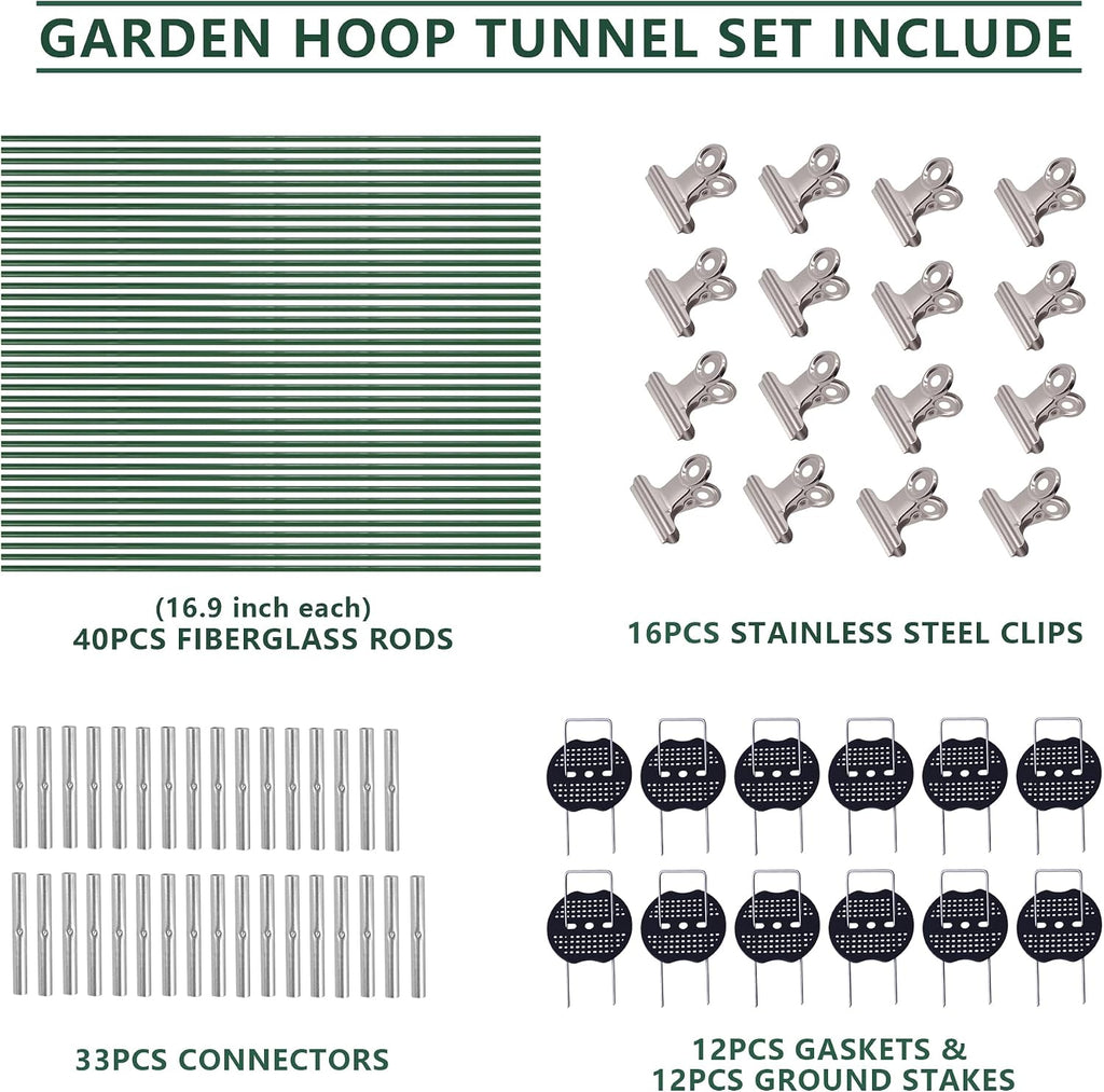 Garden Hoops Kit for Raised Beds, Plant Cover Support Hoops | Row Cover Hoops for Garden Netting, Frost Cloth, DIY