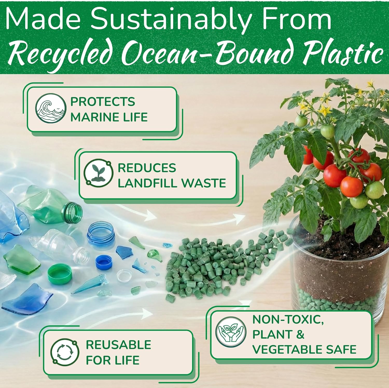 Houseplant Smart Gravel, Reusable Drainage Rocks for Potted Plants, 32 oz