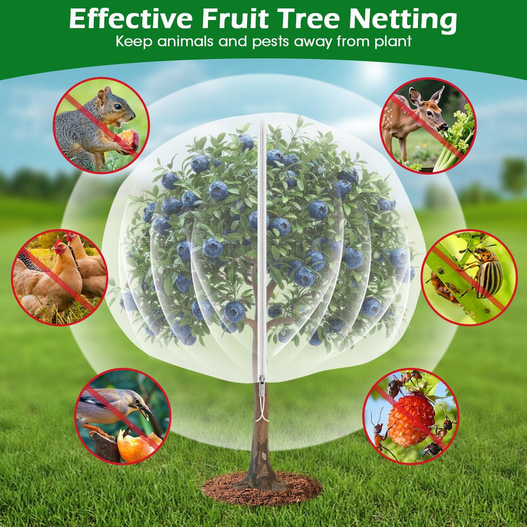 10'x10' Fruit Tree Netting Cover with Zipper and Drawstring | Ultra-Fine Mesh Garden Plant Insect Pest Net Barrier to