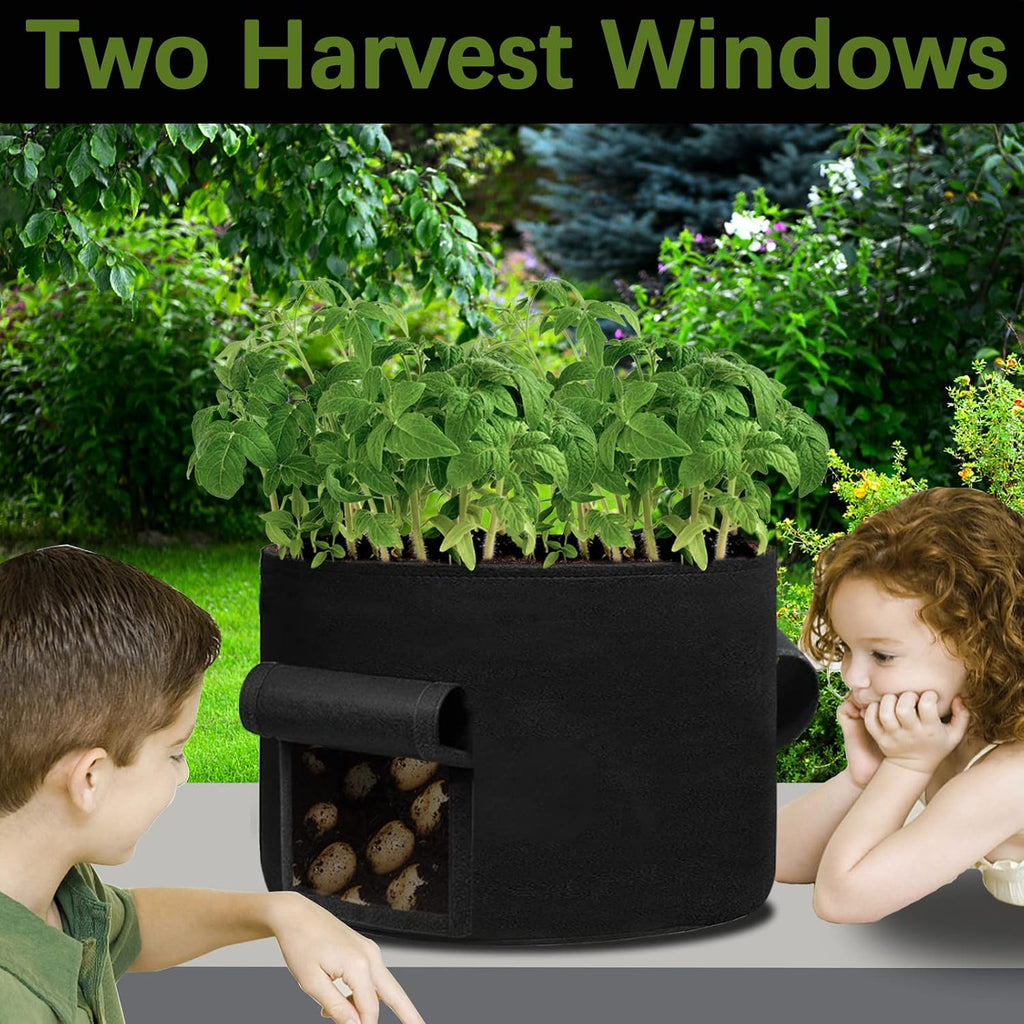 TCBWFY 20Gallon Potato Grow Bags with 2 Flaps,4 Pack Heavy Duty 14oz/yd² Potato Grow Bags,Planting Bag with Sturdy