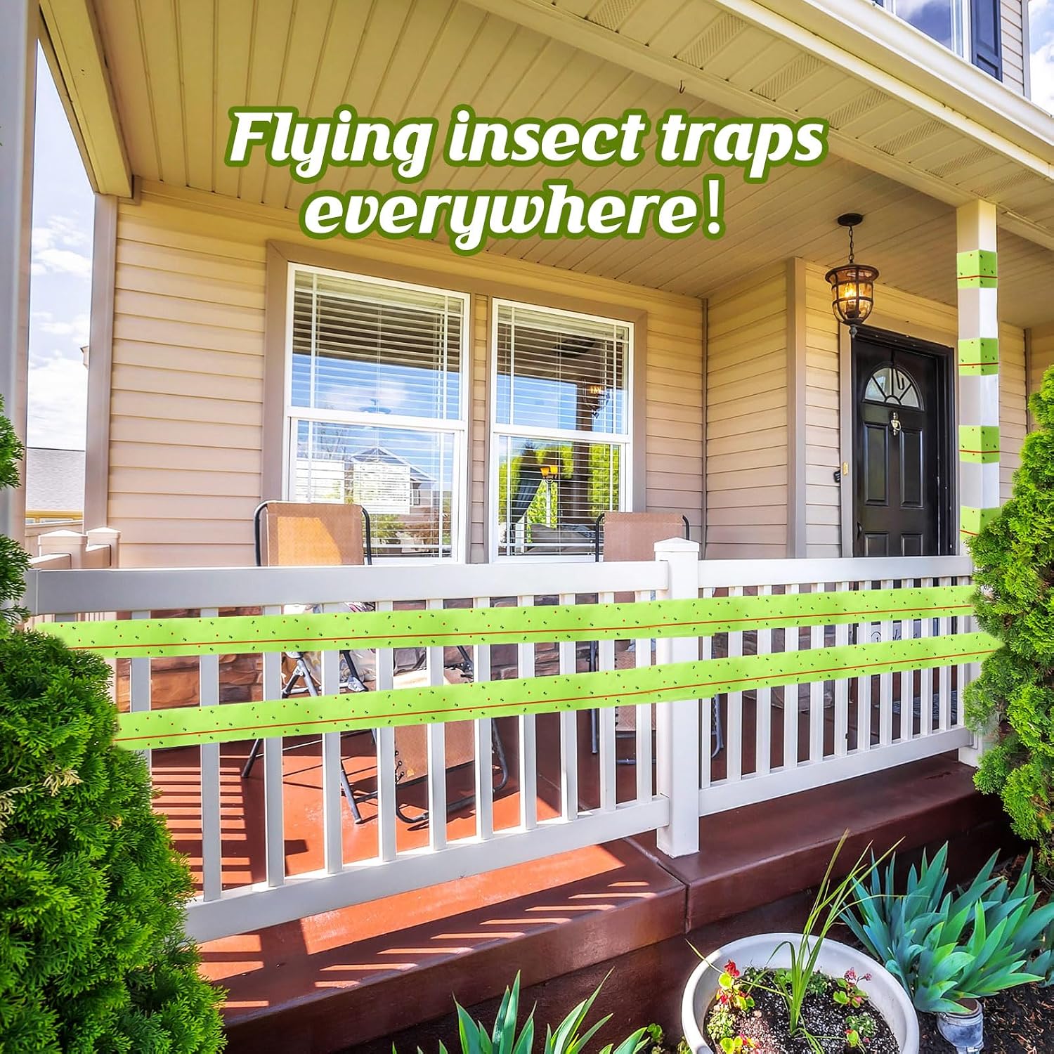 Qualirey 4 Rolls Spotted Lantern Fly Tree Tape Trap 30ft,Green | Sticky Paper for Orchard Protection, Outdoor Pest