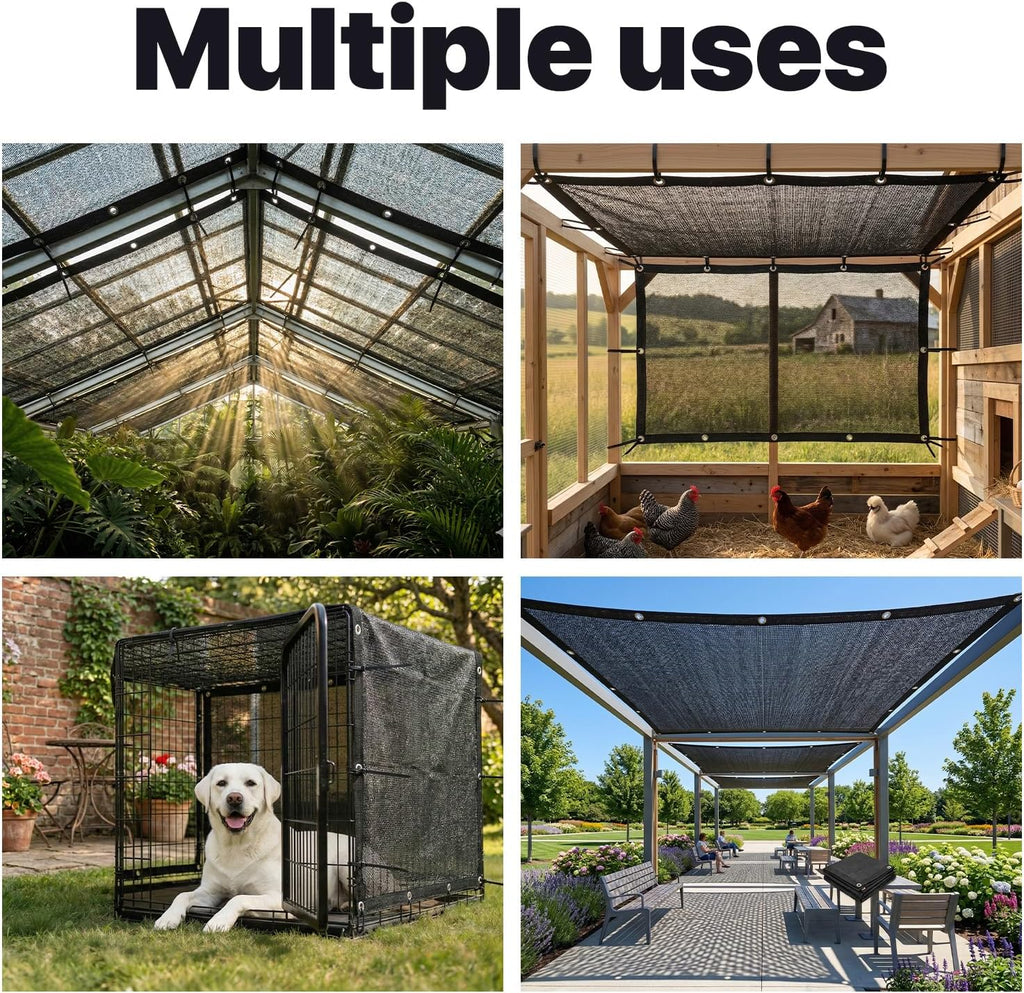 30% Shade Cloth for Plant, Black 8FT x 16FT Outdoor Shade Tarp, Shade Cover with Upgrade Grommets and Zip Ties, Netting
