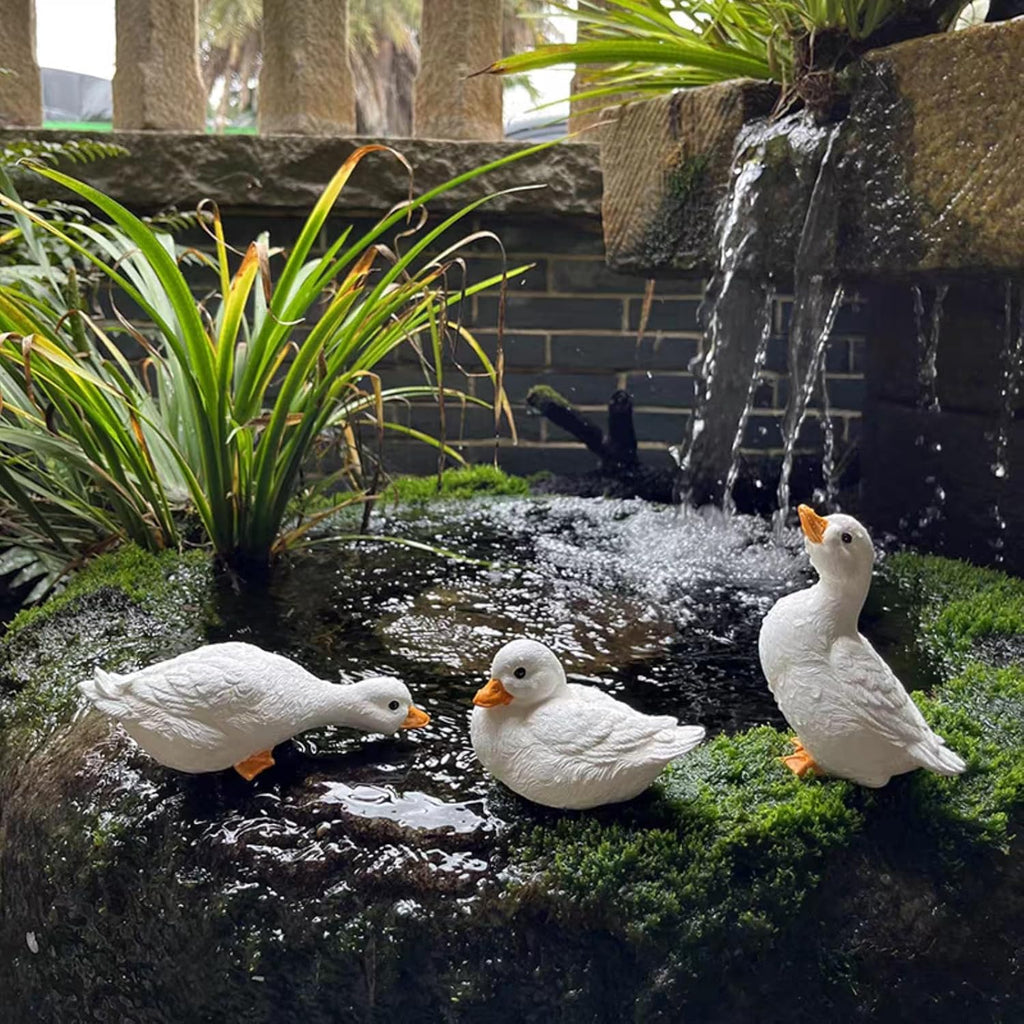 3PCS Duck Statues Resin Ducks Outdoor Garden Yard Porch Duck Pond Decor | Duck Goose Sculpture Ornaments, Suitable for