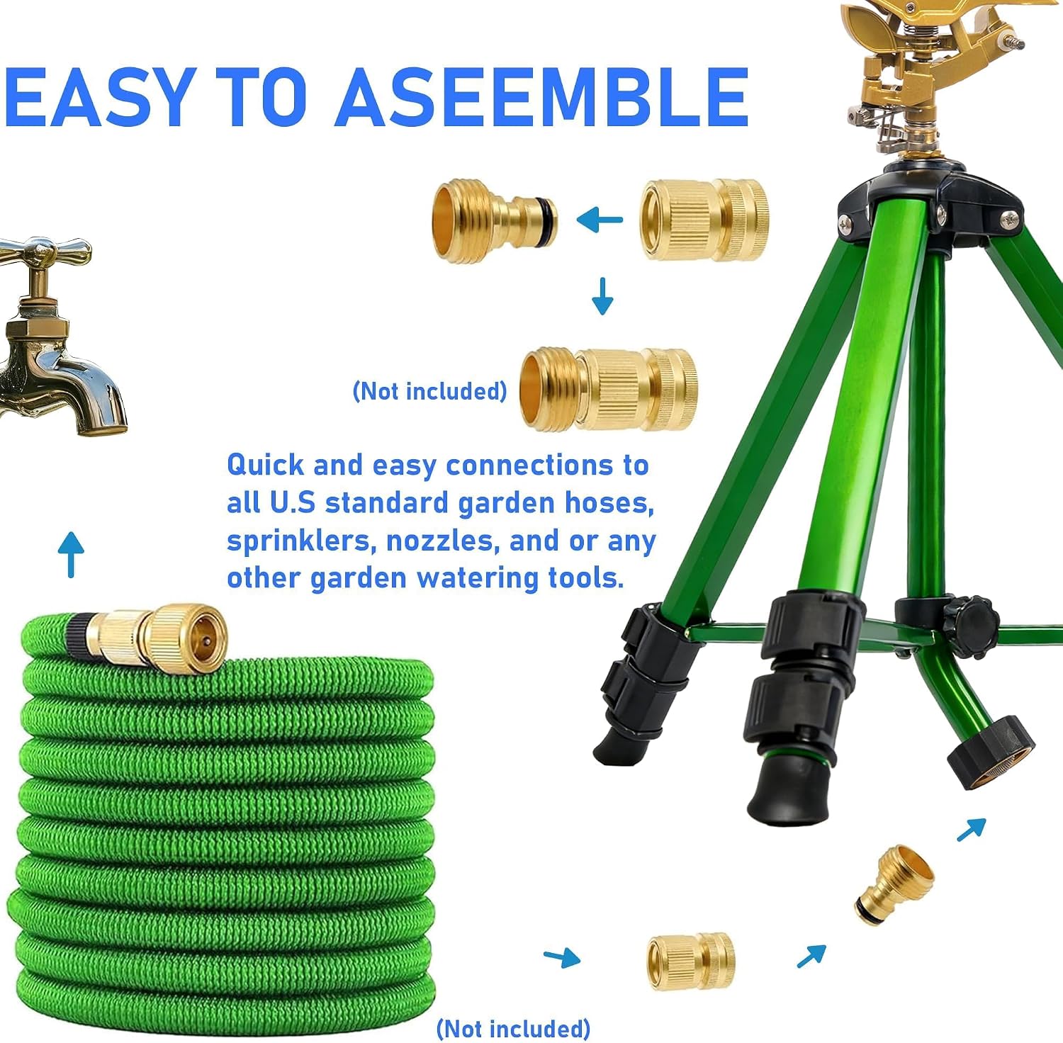 Hourleey 2 Pack Impact Sprinkler on Tripod, Rotating Water Sprinklers for Yard Lawn and Garden, Heavy Duty 360 Degree