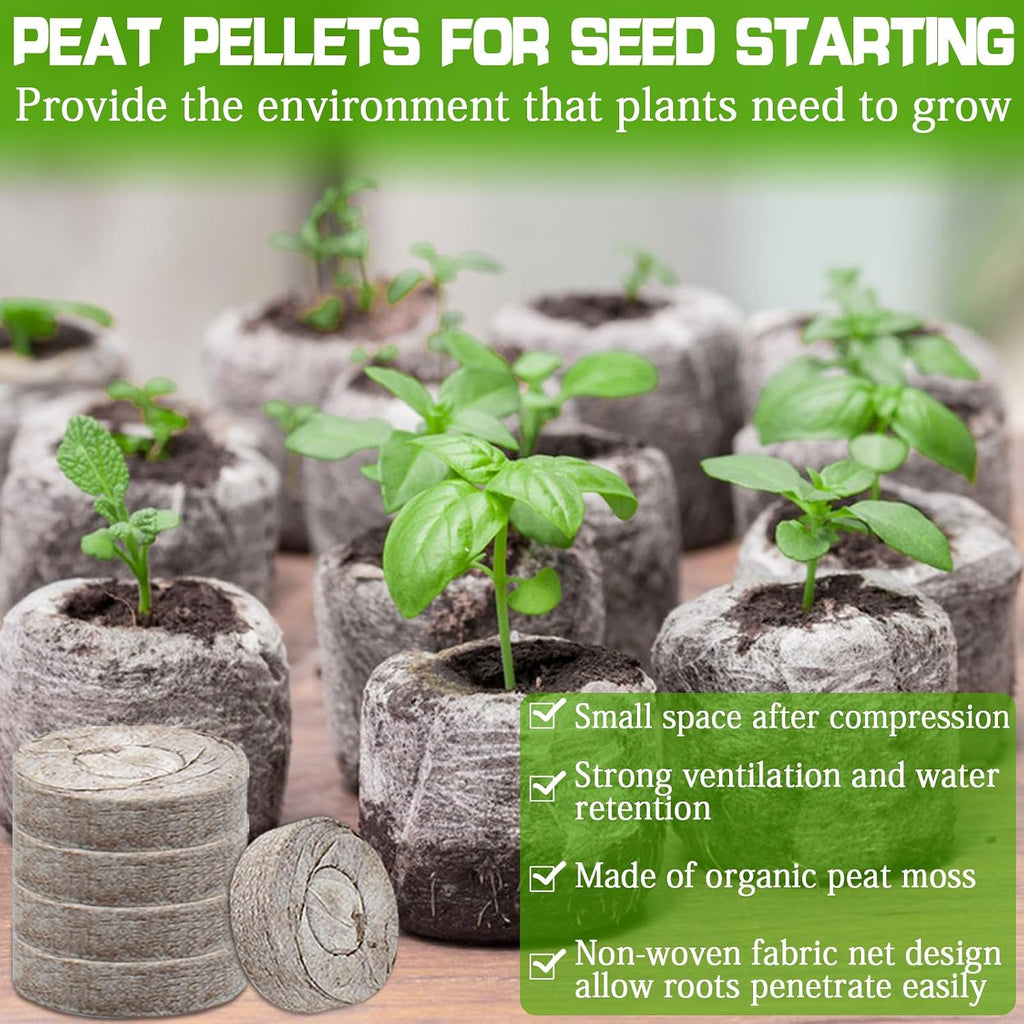 Peat Pellets for Seed Starting, 200 Pcs 30mm Seed Starter Soil Pods | Easy Transplant & High Expansion, Ideal Seedling