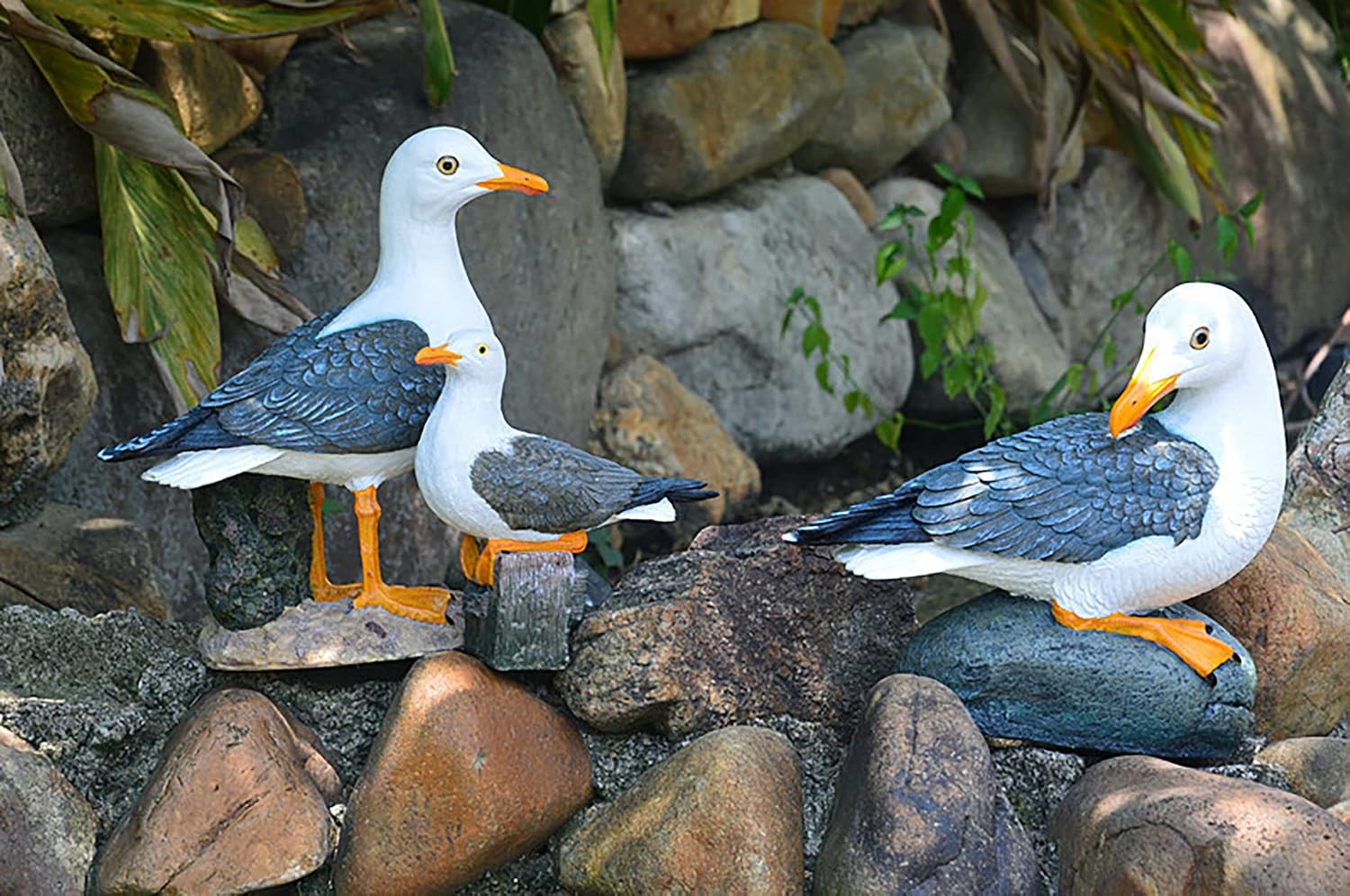 Real Seagull Outdoor Sculpture,Garden Bird Statue,Beach Statue Decor,Resin Animal Seabird Ornaments,Coastal Beach