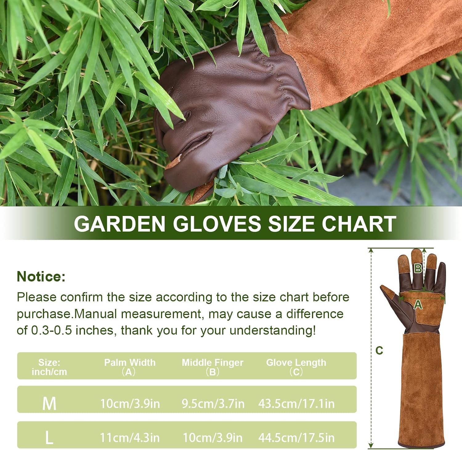 Long Gardening Gloves for Women Thorn Proof,Rose Pruning Cowhide Leather Garden Glove for Cactus, Rose and Blackberry
