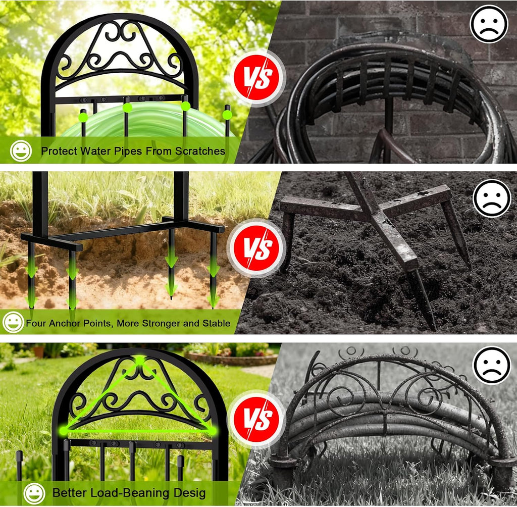 Garden Hose Holder，2Pack Freestanding Heavy Duty Hose Water Hose Reel Stand | Hose Holder with 4 Stabilizing Spikes