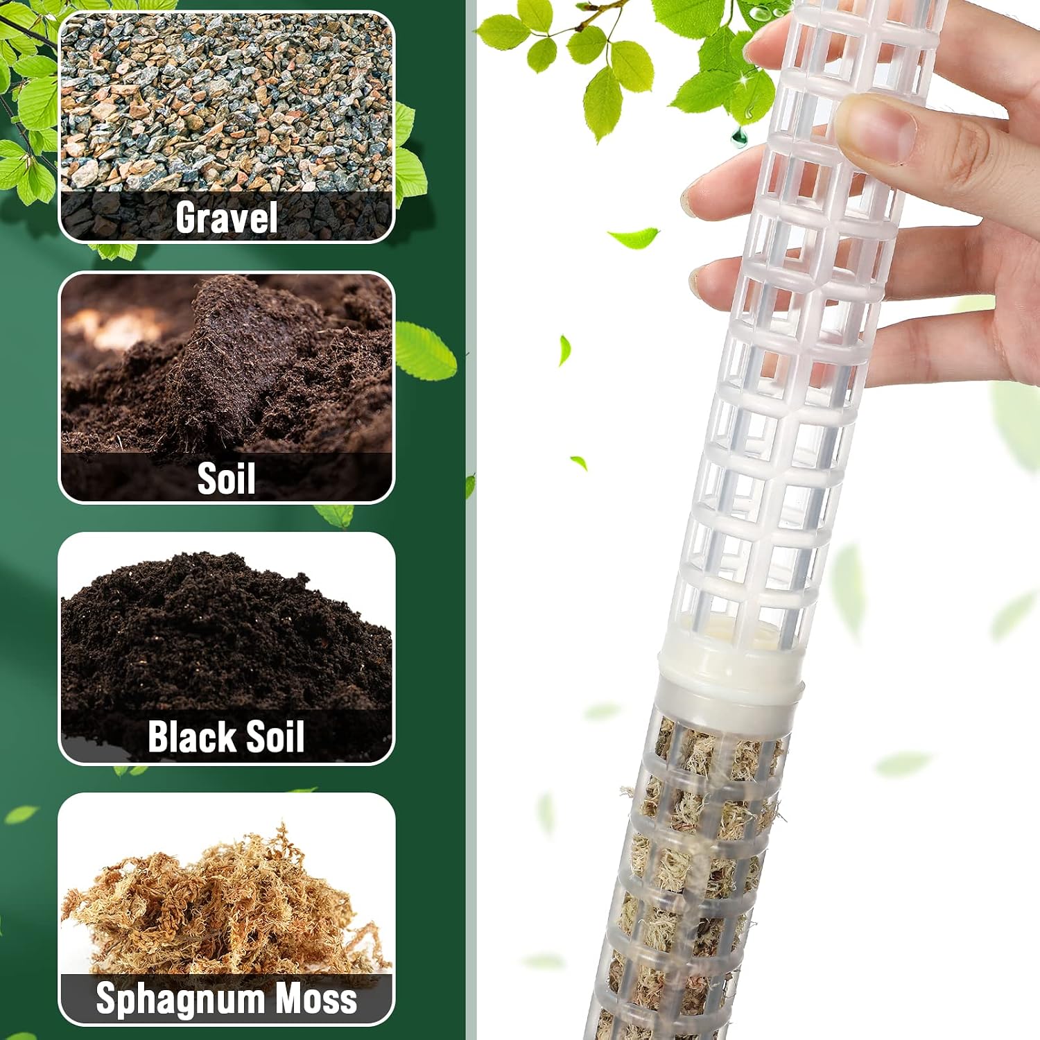 20 Pcs 15 Inch Plastic Moss Pole for Plants Monstera Moss Totem Pole Stick Plastic Monstera Plant Support 10 Pcs Plant