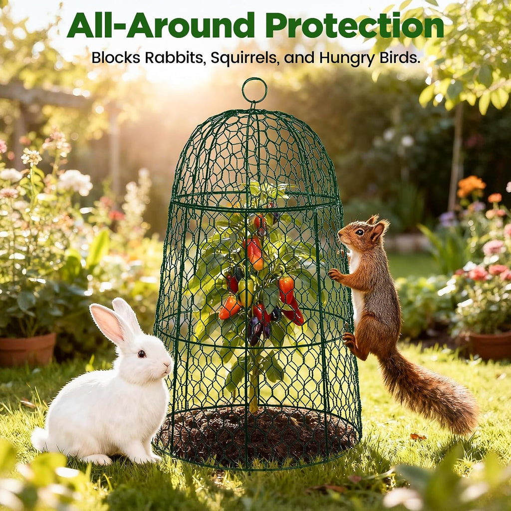 12 Pack XL Metal Garden Cloches for Plants, 17" Height Rustproof Chicken Wire Cloches for Seedlings, Vegetables &
