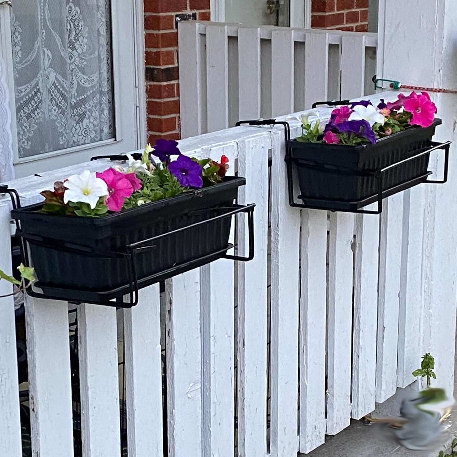 JOIKIT 17 Inches Black Plastic Planter Box, 6 Packs, Good Drainage, Indoor Outdoor Usage, for Garden, Windowsill