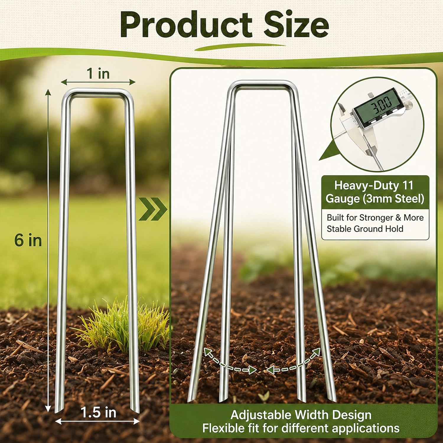 6 Inch 200 Pack Galvanized Landscape Staples, FUOAUYK Heavy Duty Garden Staples 11 Gauge for Weed Barrier and Landscape
