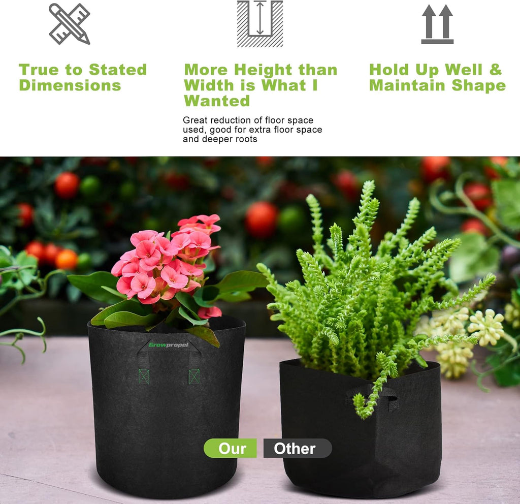 Taller Grow Bags, 30 Gallon 2 Pack | Heavy Duty Nonwoven, Aeration Fabric, Deep Grow Pots, With Handles, For Vegetables