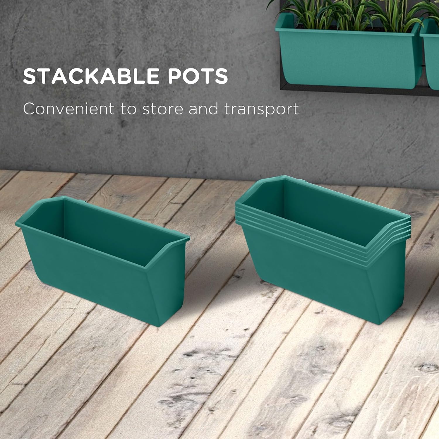 Outsunny 3-Tier Wall Planter w/ 6 Pots, Outdoor Hanging Planter, Green | Indoor Outdoor Use, Self-Draining