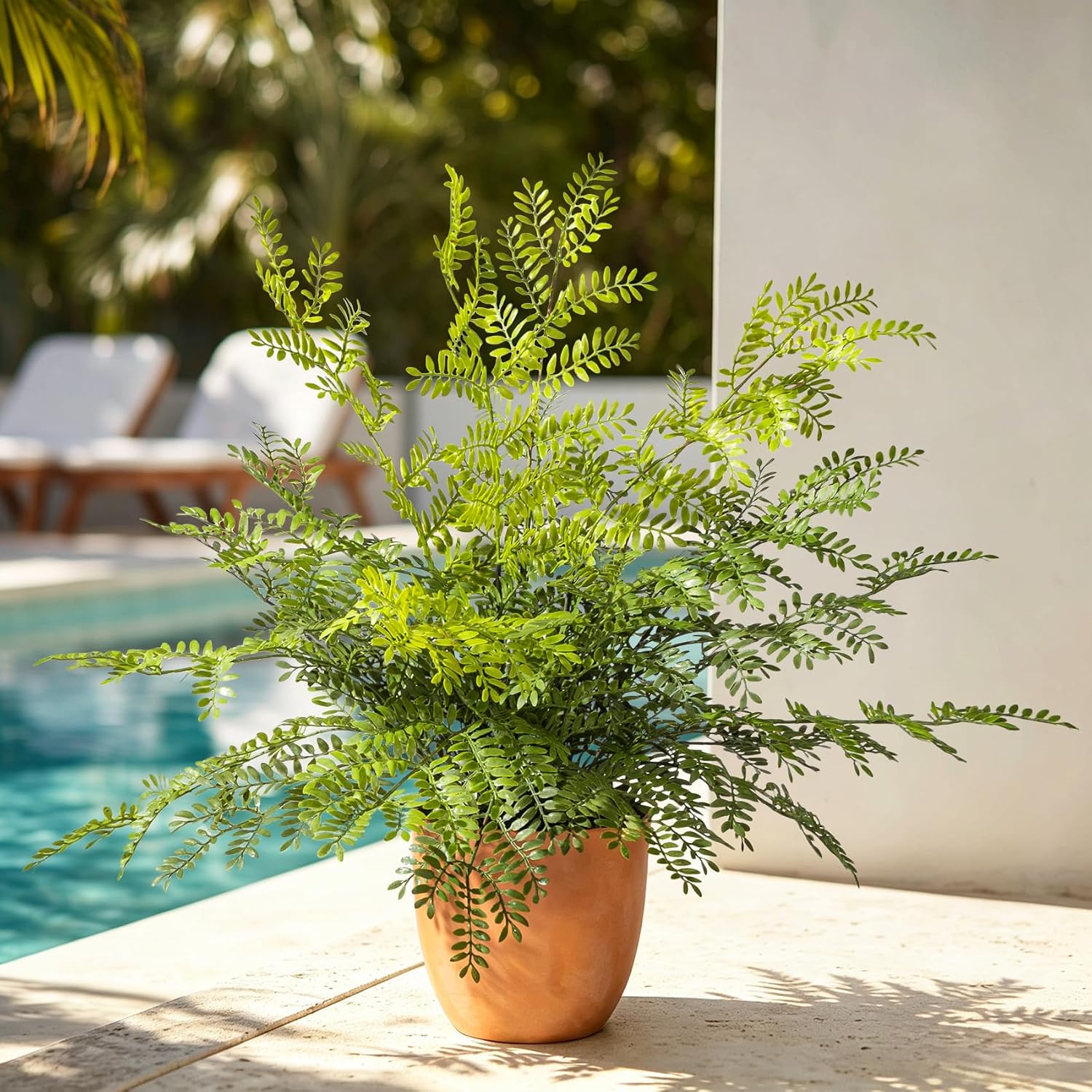 2 Pack Artificial Fern Plants in Pots Artificial Boston Ferns Potted Plants | Faux Fern Bush Plant Shrubs Greenery for