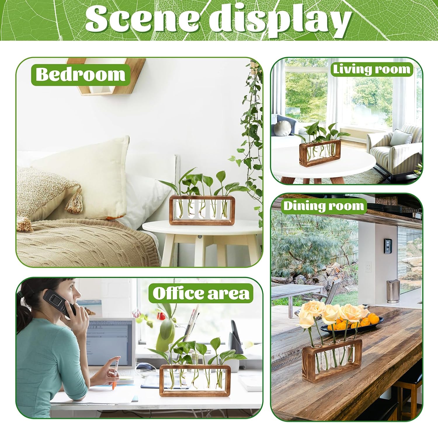 Glass Plant Propagation Station with 5 Test Tubes Planter Vase with Wooden | Stand Birthday Gifts for Women Mom Plant