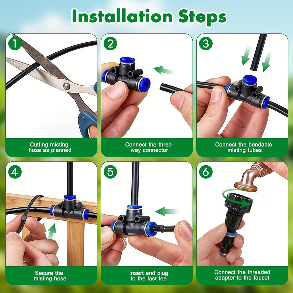 360° Adjustable Drip Irrigation System, 49FT Garden Watering System with 15 Nozzles, Water Sprinkler for Garden, Yard