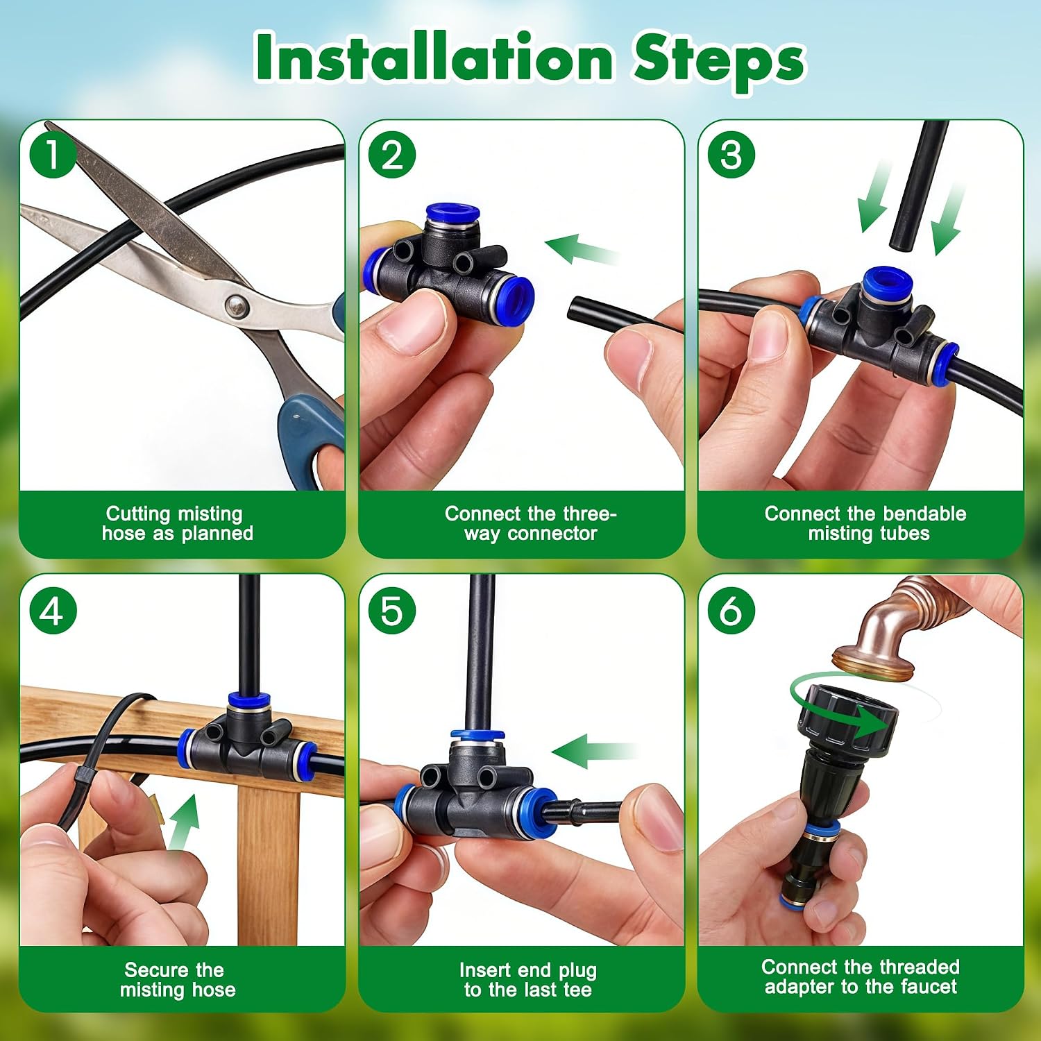 360° Adjustable Drip Irrigation System, 49FT Garden Watering System with 15 Nozzles, Water Sprinkler for Garden, Yard