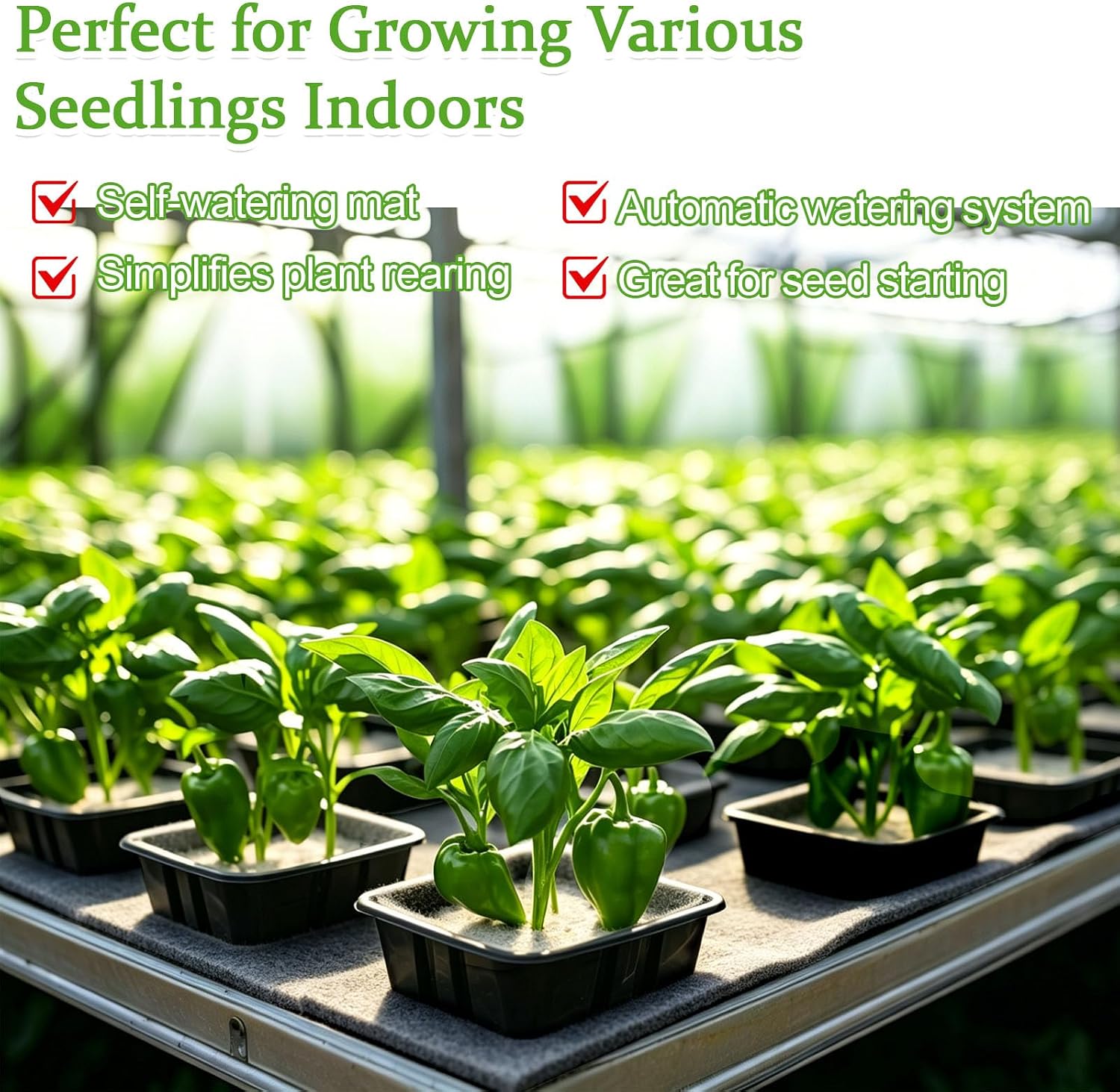 144 x 25 Inch Automatic Plant Watering Mat, Thick Capillary Mat for Seed Starting, Self Watering Felt Plant Water