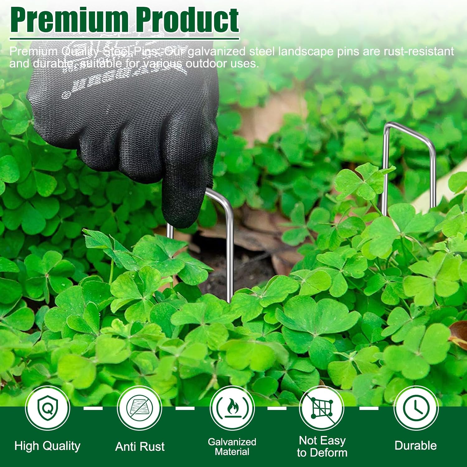 12 Inch Galvanized Landscape Staples Stakes, 25/50/100/200pcs Garden Metal Stakes for Weed Barrier Fabric, Fence