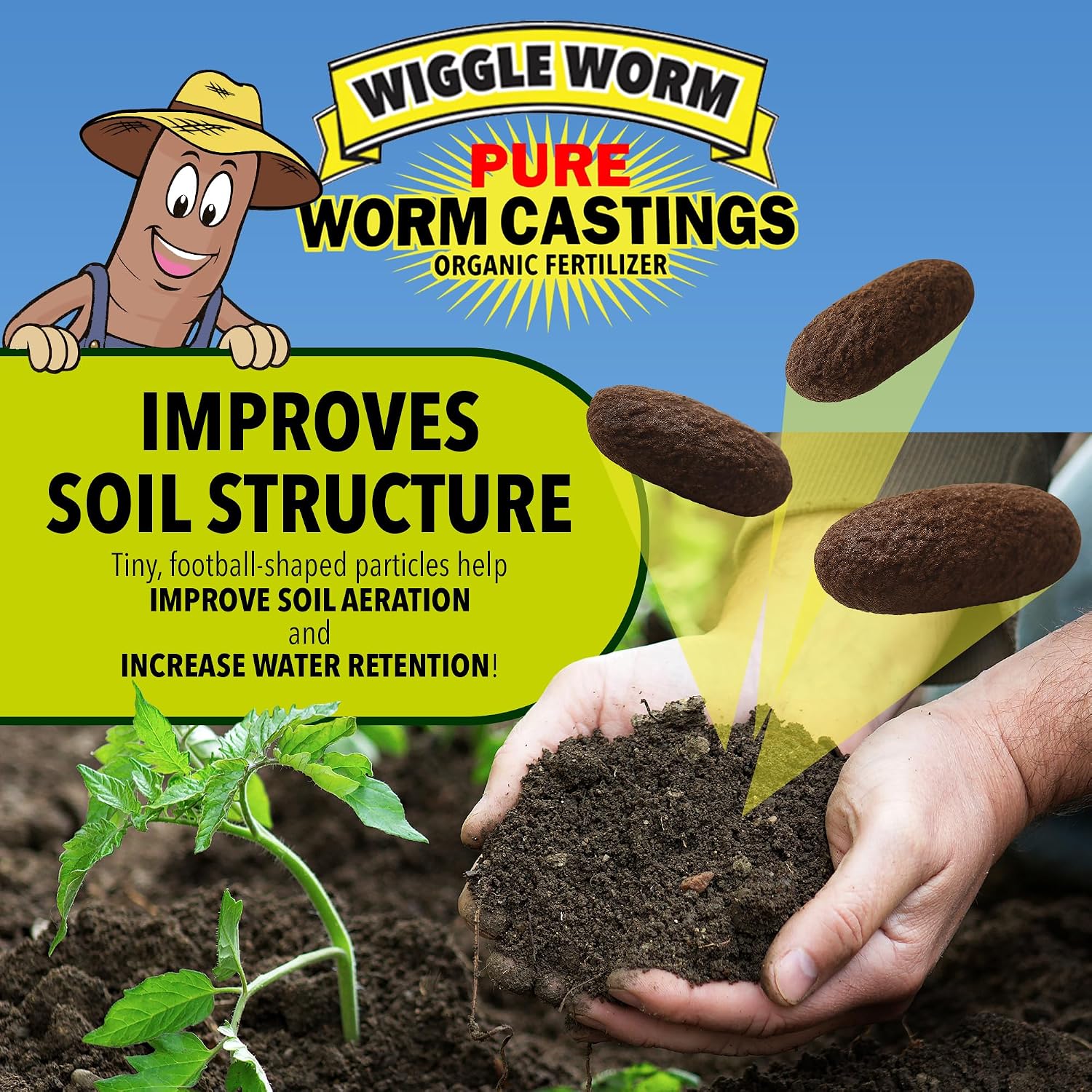 Wiggle Worm 100% Pure Organic Worm Casting Fertilizer, 4.5lb (Pack of 2) | Mineral-Dense Formula Improves Soil