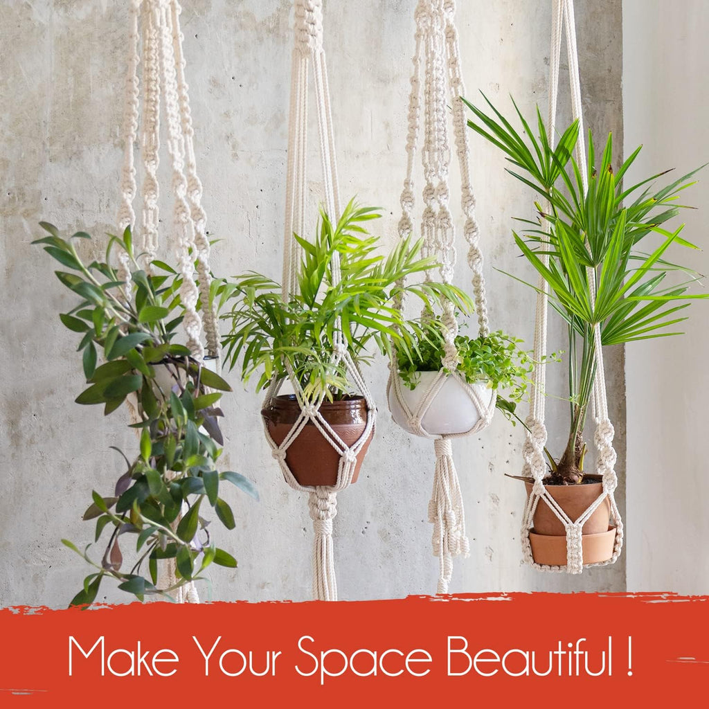 feedee Macrame Plant Hangers Indoor Macrame Hanging Planters for Indoor Plants, 6 Pack Hanging Plant Holders Indoor
