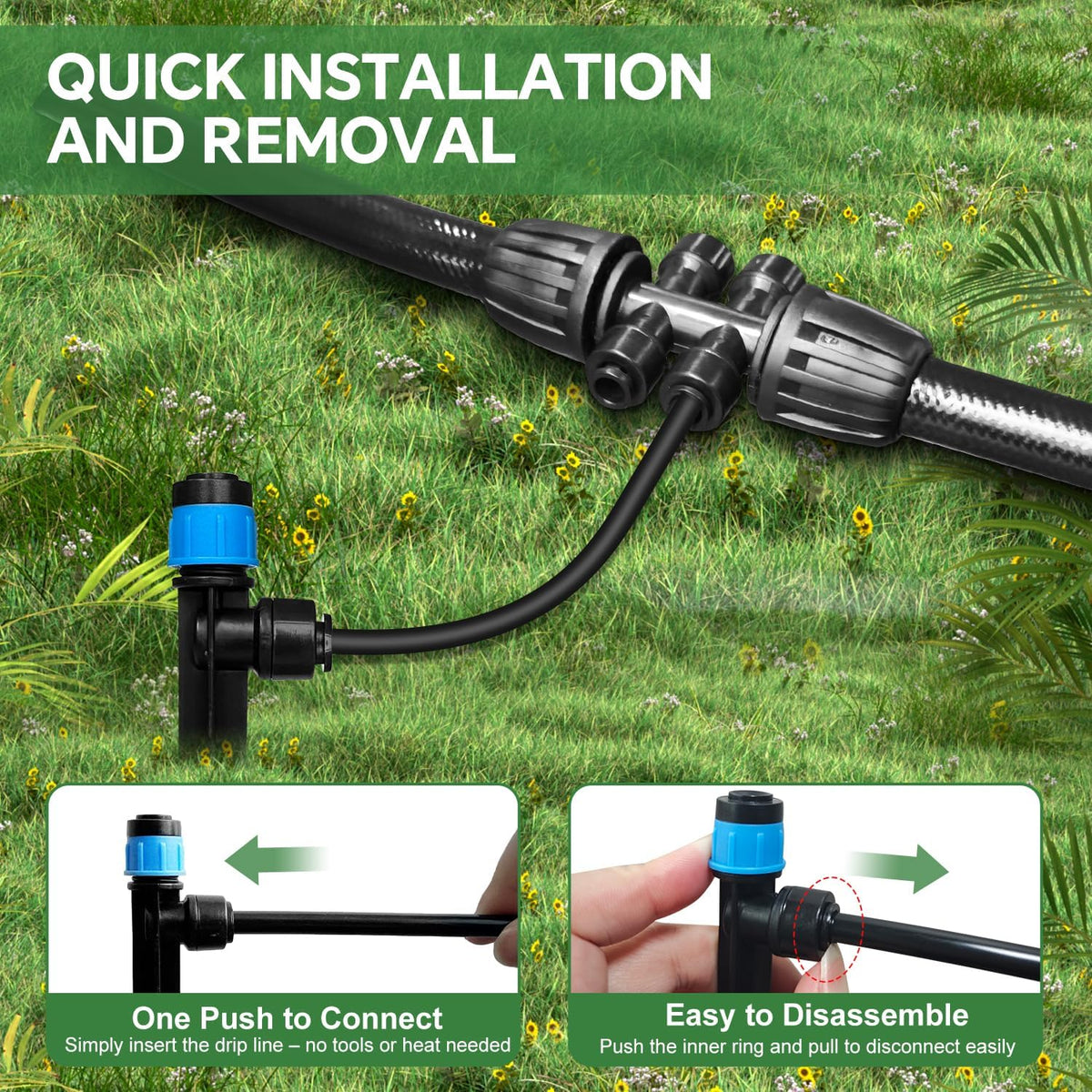 230FT Drip Irrigation System for Garden with 38pcs Adjustable Copper Nozzles & Emitters, Automatic Garden Watering