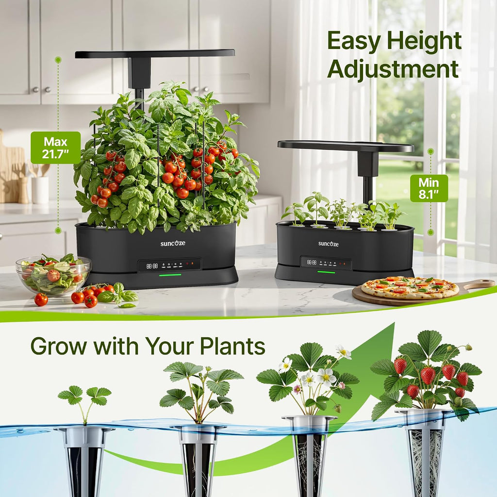 Hydroponics Growing System, Smart Panel, 5L Removable Tank, 36W LED | Dimmable Full Spectrum Grow Light, 12 Pods Indoor