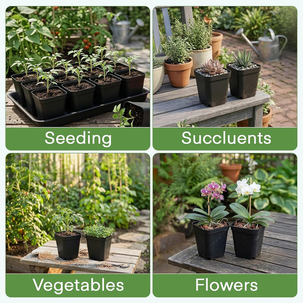 GREANER 120PCS Nursery Pots for Plants, 2.7 Inch Seed Starting Pots with 20 Packs Plant Labels, Durable Planting Pots