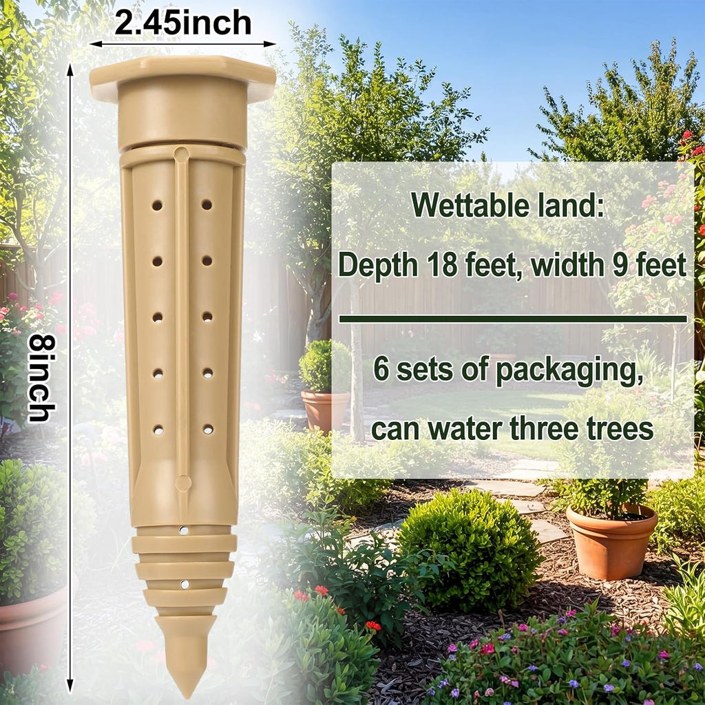 Briwooody 6 Pack 8 Inch Garden Watering Stake Large UV Protected ABS Plastic Deep Root Irrigation Spike Brown Drip