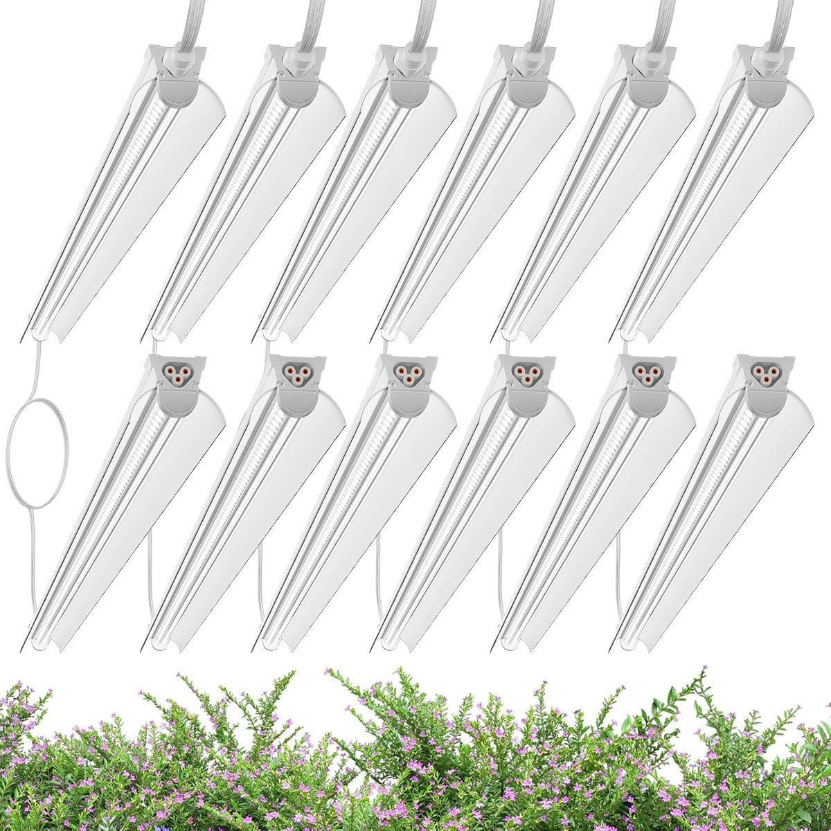 4FT Grow Lights for Indoor Plants,T8 5000K Full Spectrum Plant Light,540W(12 x 45W),LED Grow Light Strips whit Timer, Aluminum Reflector,Linkable,Plant Growing Lamp Fixture for Greenhouse Indoor 12pcs
