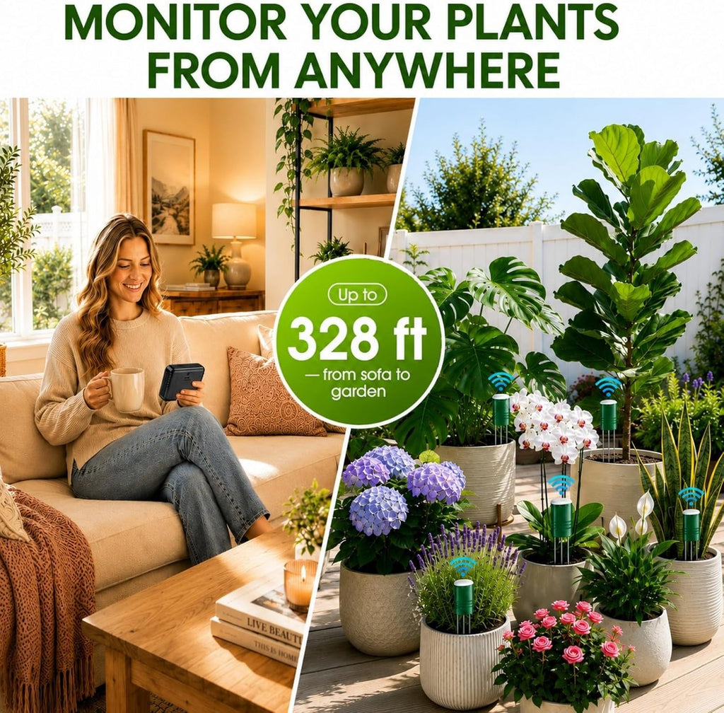 4-in-1 Soil Moisture Meter for Plants ,Soil Temperature /Moisture /Sunlight Time, Large Screen, Garden Soil Tester for