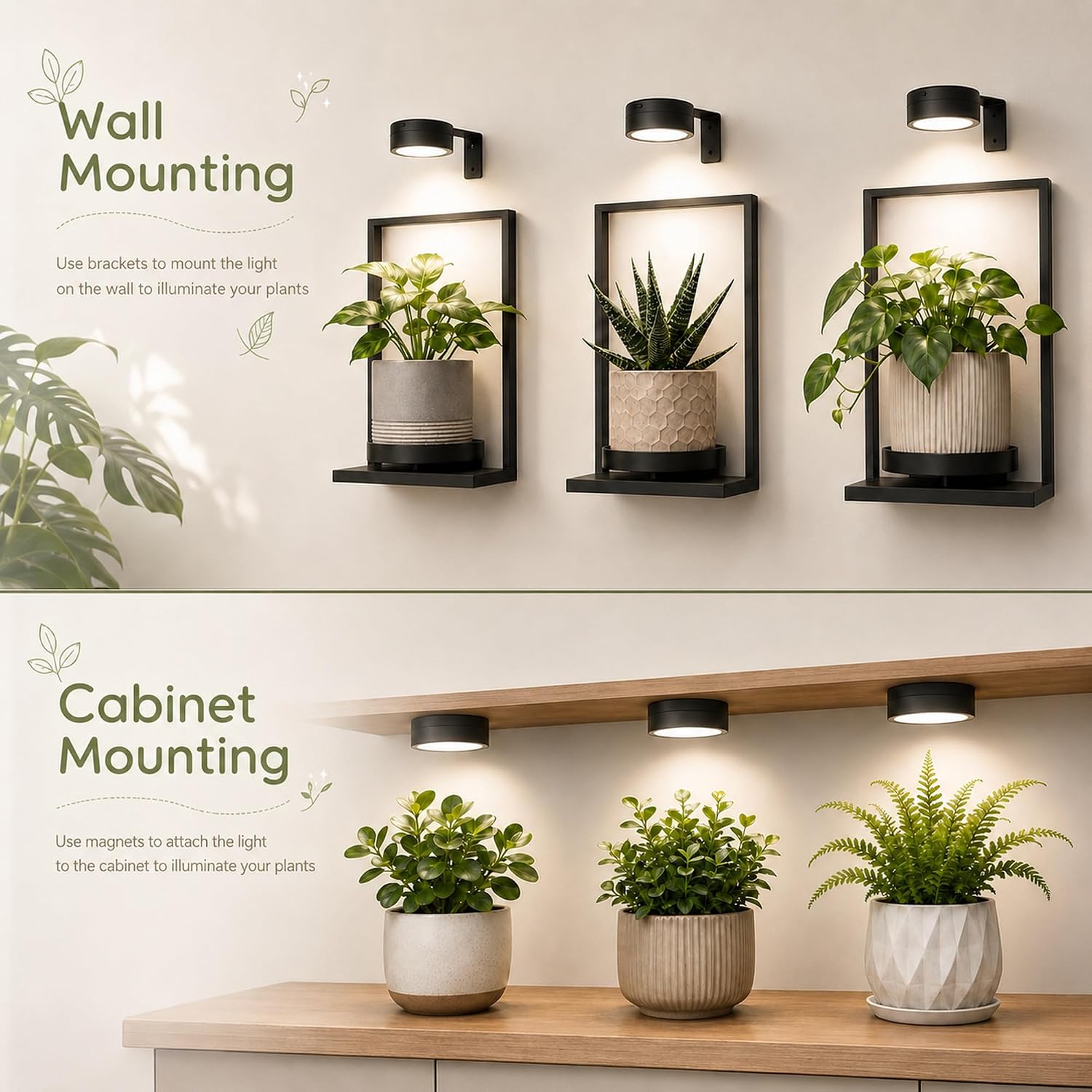 3-Pack Rechargeable Grow Lights for Indoor Plants, Cordless Plant Grow Lamp | Wireless Full Spectrum LED Plant Light