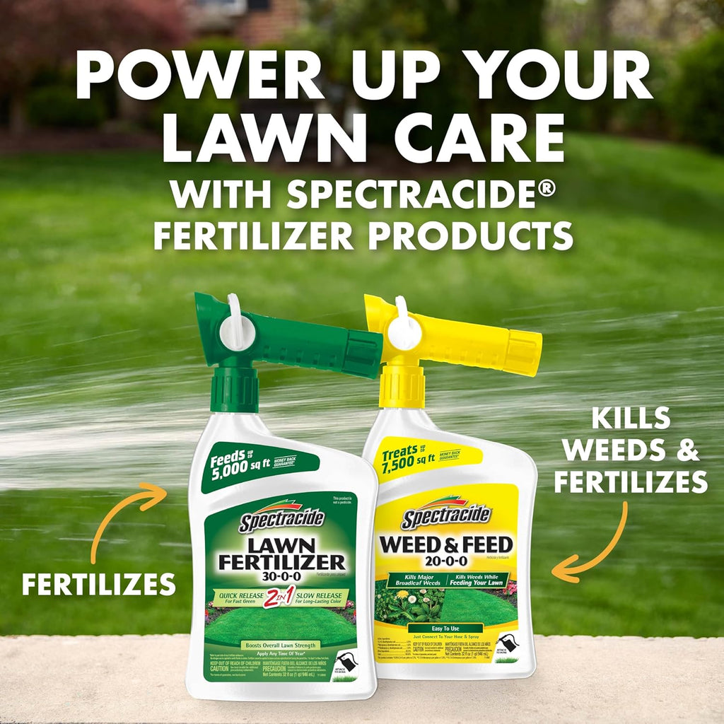 Spectracide Weed & Feed 20-0-0, Dual Action Formula 32 Oz, 3 Pack | Kills Weeds & Feeds Lawn, Kills Dandelion
