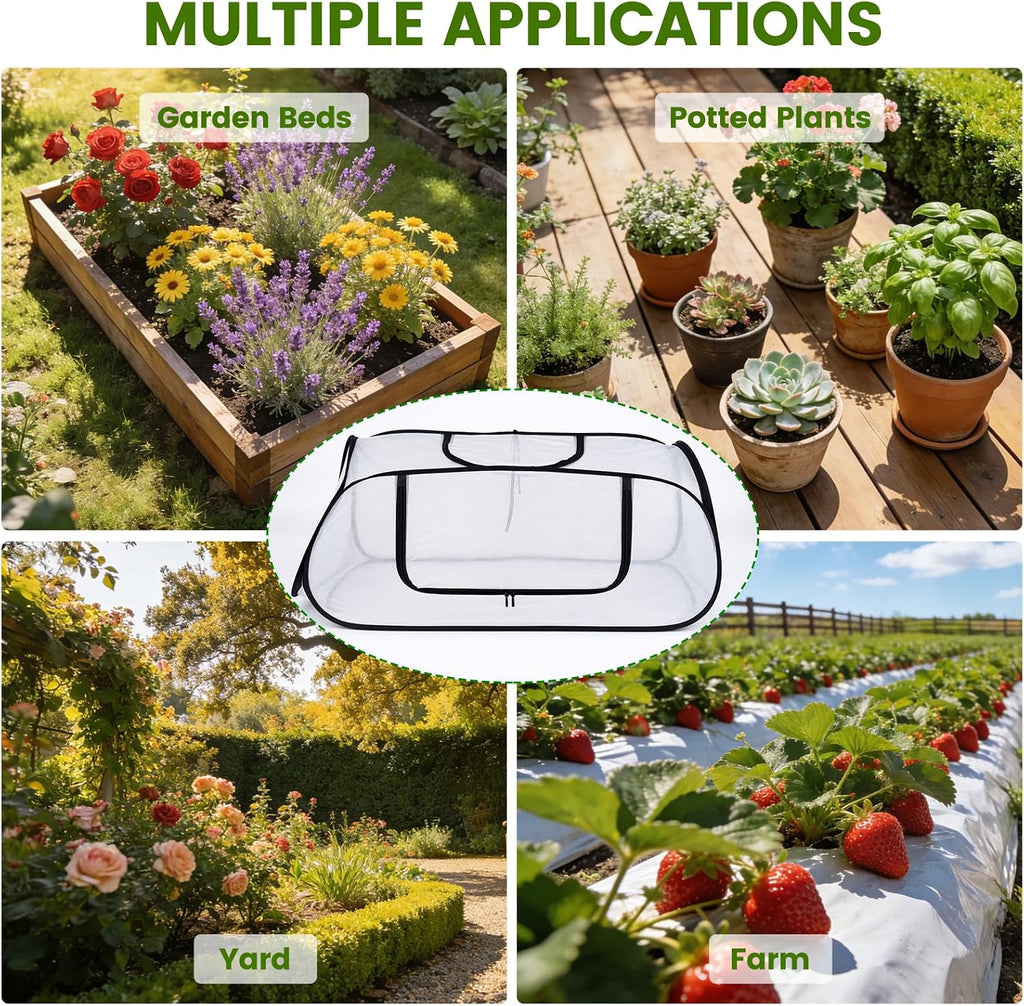 Garden Plant Cover for Raised Beds, 45''x19.6''x17.7'' Garden Row Plants Cover with Storage Bag, Stakes for Protecting