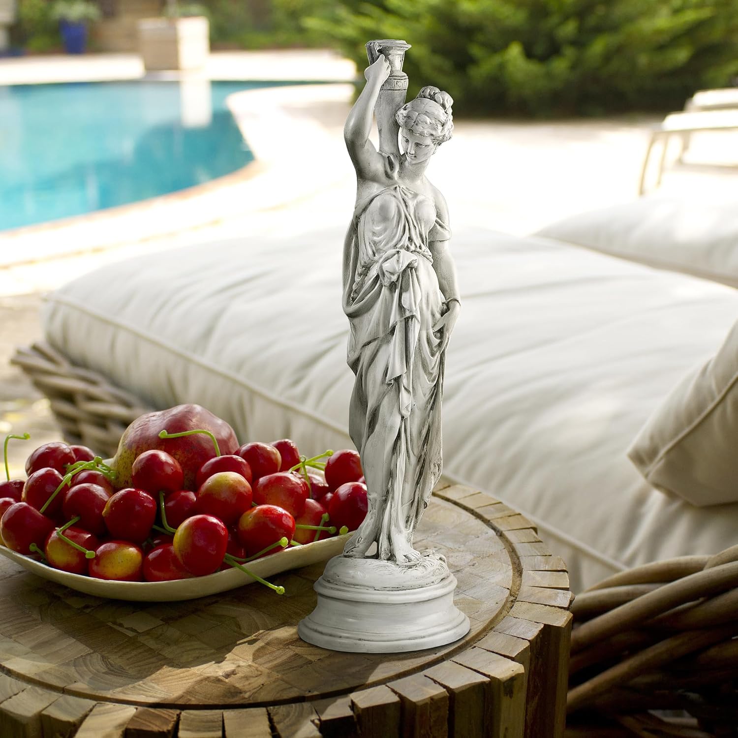 Design Toscano Dione the Divine Greek Water Woman Indoor/Outdoor Garden Statue, Medium, 22 inches tall, Cast Stone