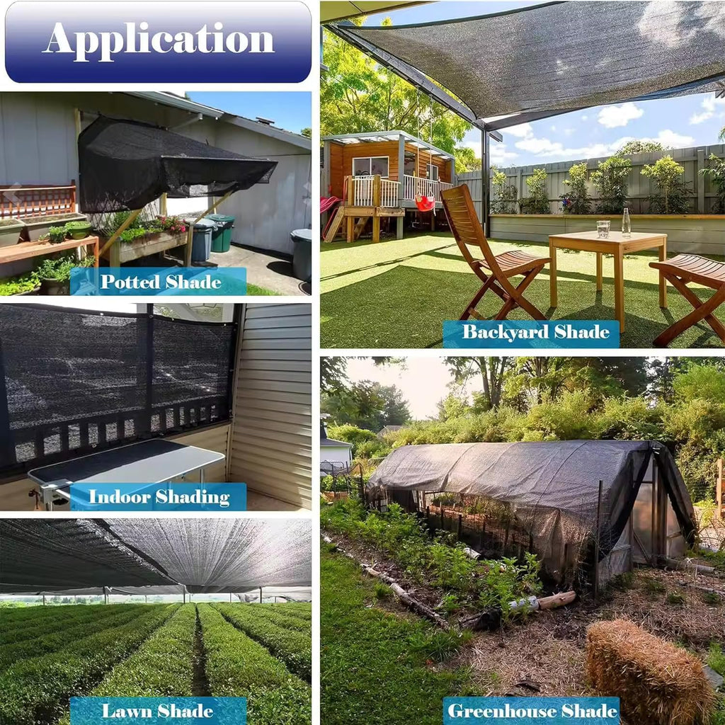 90% Shade Cloth for Garden 8x20 FT, Black Sun Shade Mesh Fabric | UV Block Sunshade Screen for Greenhouse, Balcony
