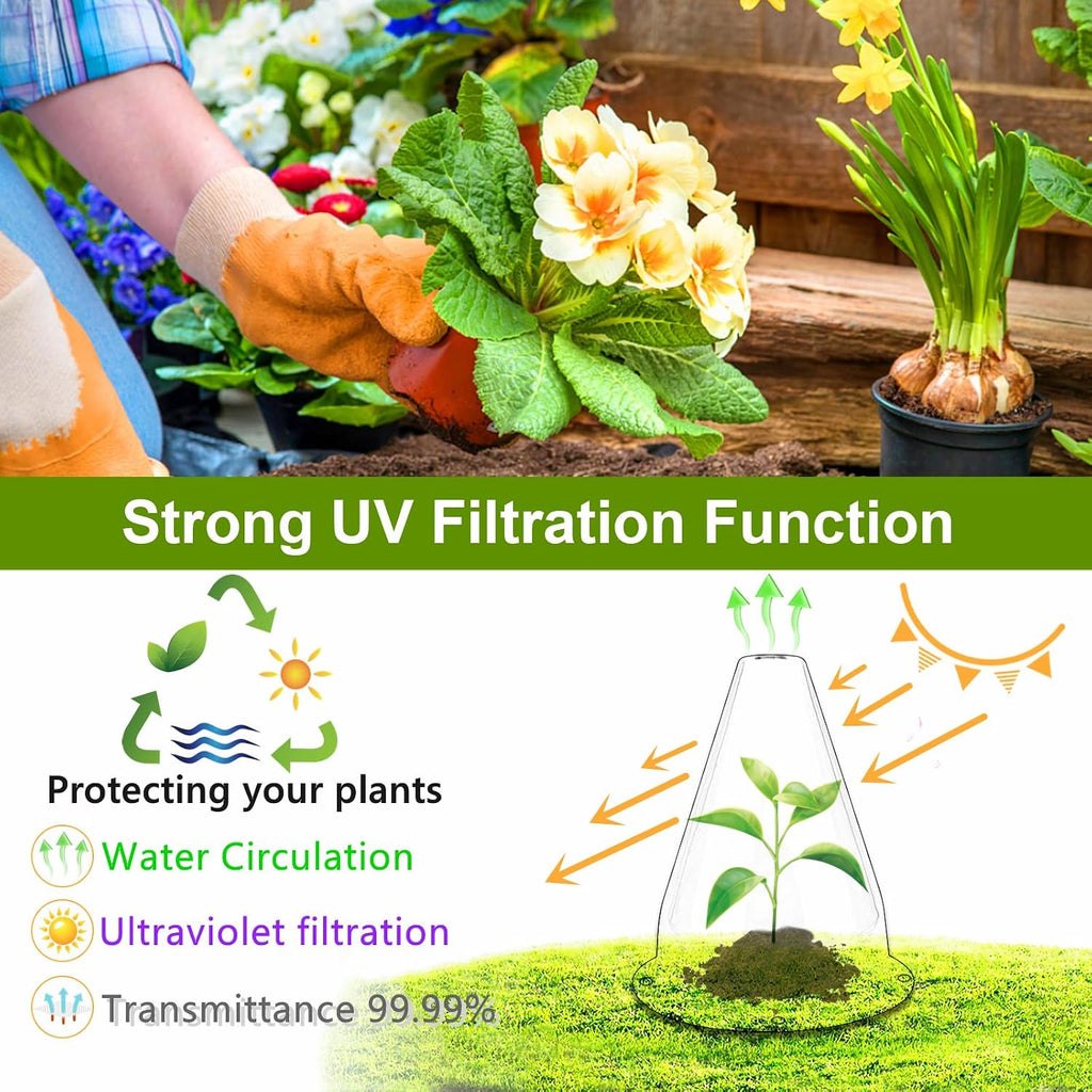 【24 Pieces】 Garden Cloches for Plants, Plant Cover Plant Protectors Transparent Bell Jar Cloches Protection Plants from