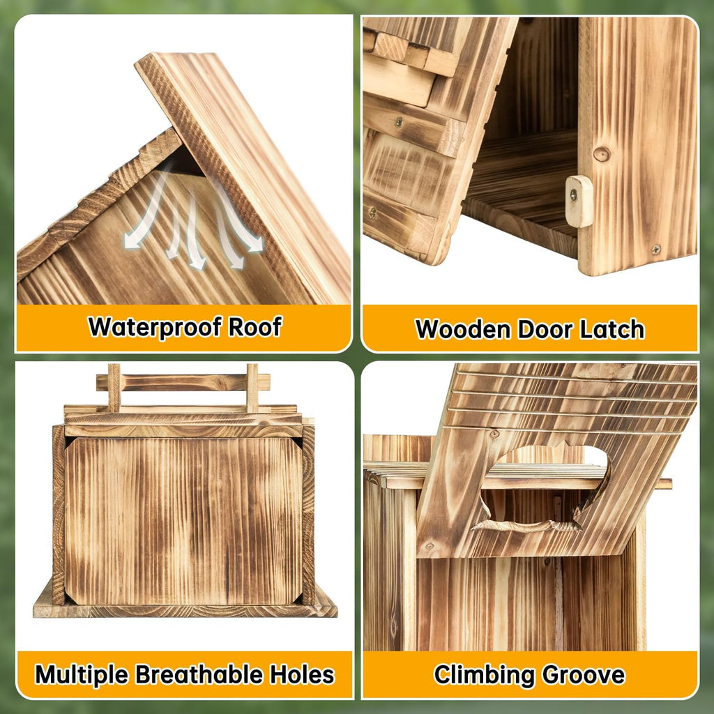Owl Nesting Box for Outside 14.2×12×7.5 Inch Screech Owl House Bird House | Owl-Shaped Entrance, Wooden Bird Box, Easy