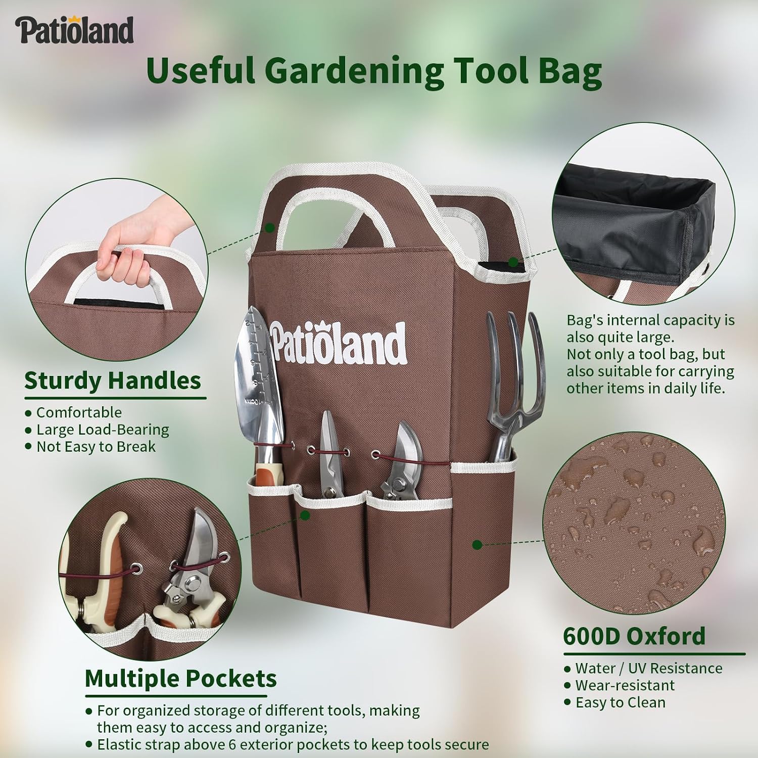 Brown Garden Tools Set 10-Piece, Gardening Gifts for Women Men | Aluminum, Heavy Duty Gardening Hand Tools With
